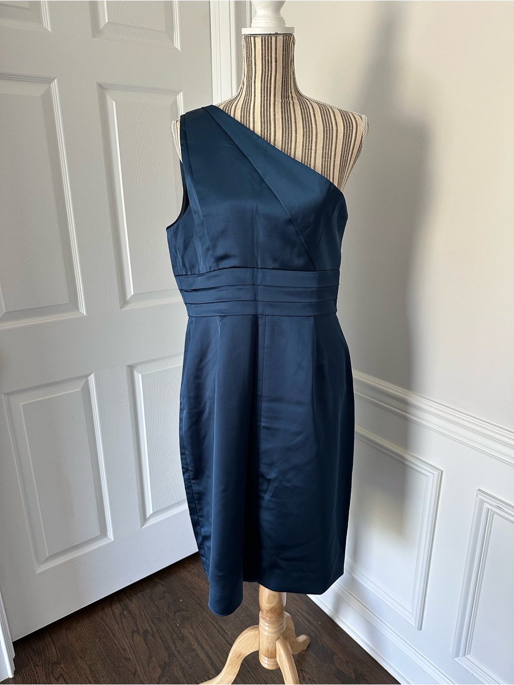 J.Crew One Shoulder Navy Sheath Cocktail Dress NWT Size 14